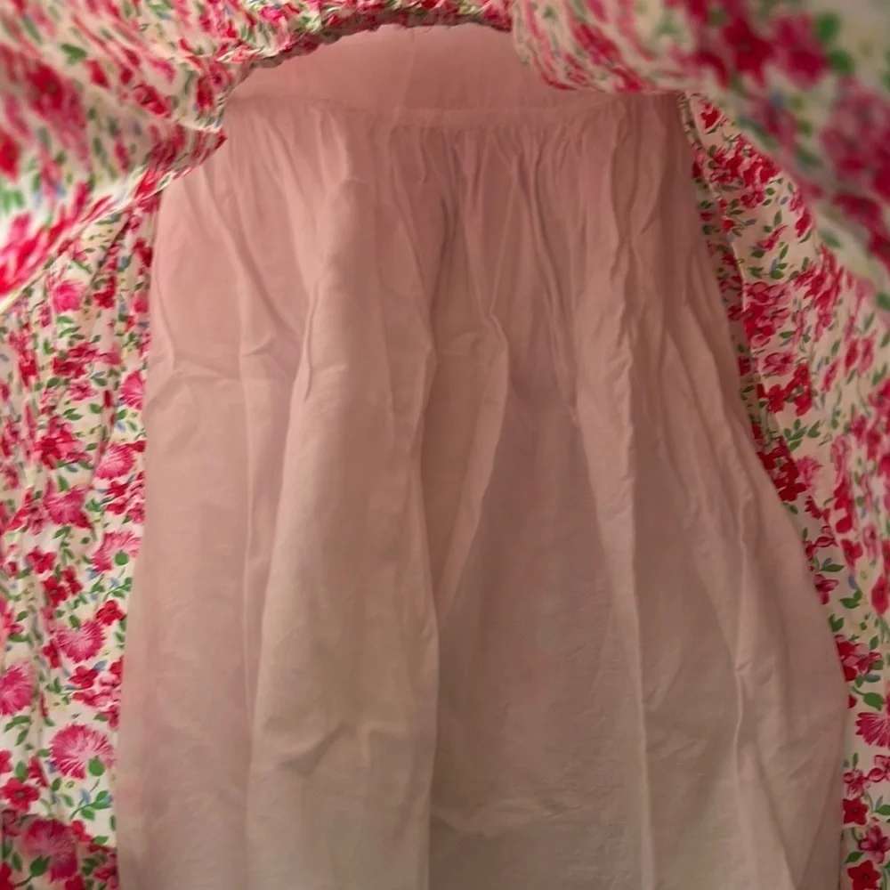 Ralph Lauren Smocked White and Pink Sundress with Square Neck